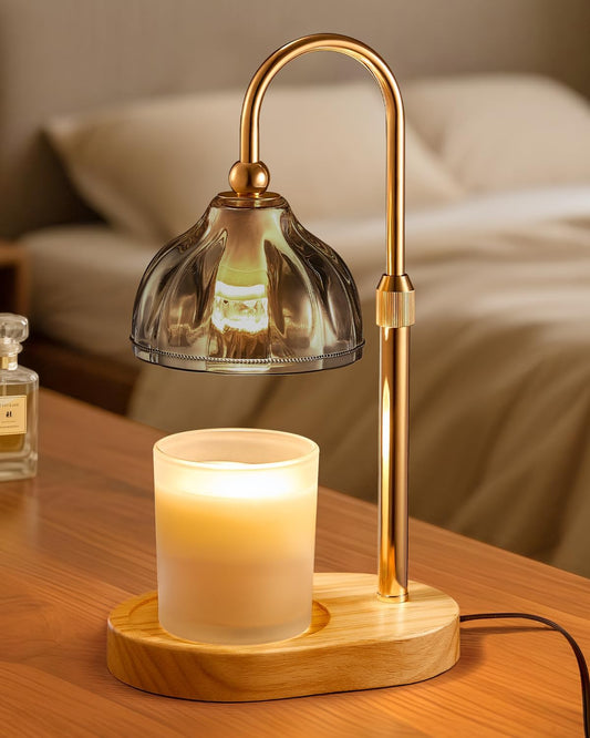 Candle Warmer Lamp, Wax Melt Warmer with Timer Dimmer, Height Adjustable, Black Lampshade, Includes 2 Bulbs, Birthday Gifts for Women, Mom, Christmas, Housewarming