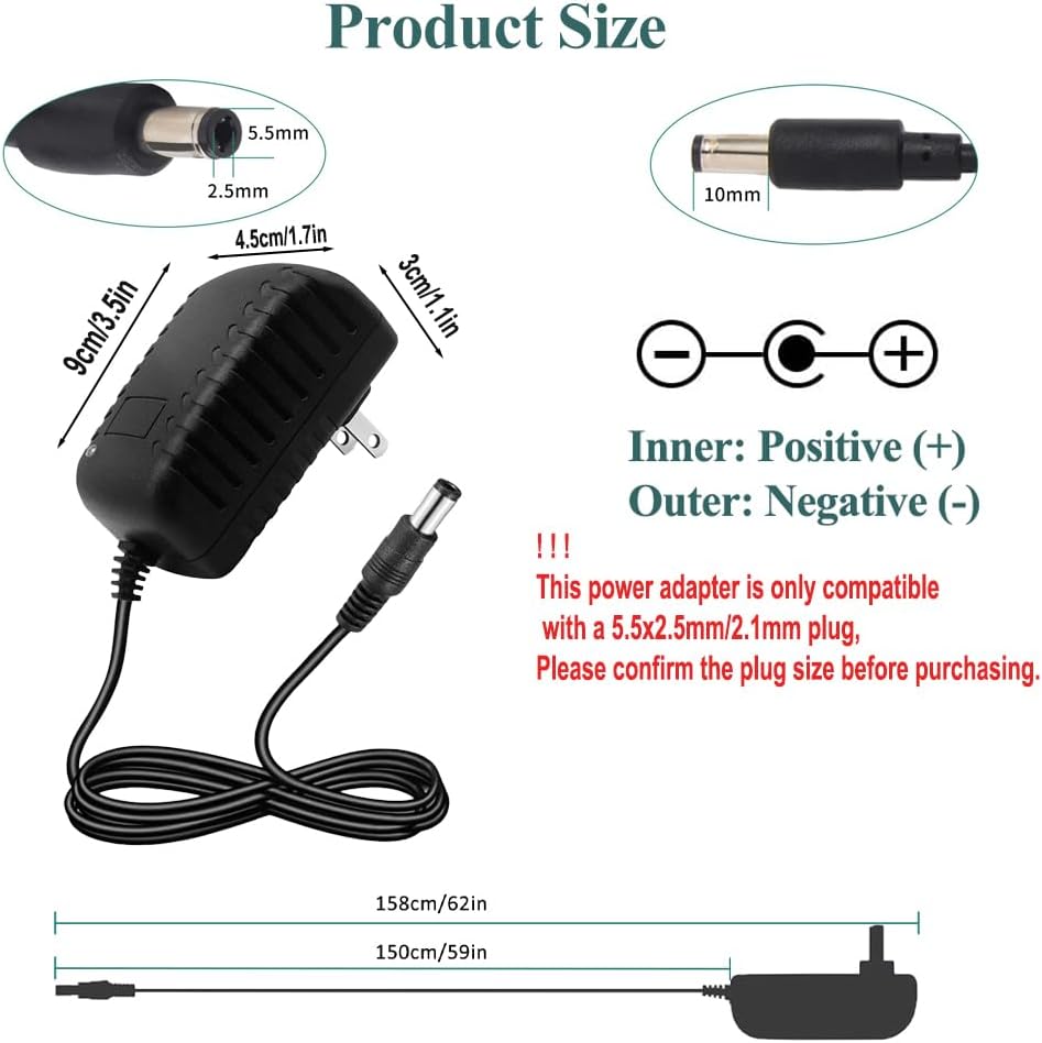 24V 1A Power Supply AC Adapter 100-240V AC to DC Converter 24 Volt 1 Amp 1000mA Switching Power Adapter 5.5x2.5/2.1mm Plug for LED Strip Light CCTV Camera