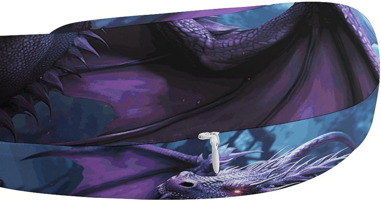 Purple Dragon Purple Moon Neck Pillow Memory Foam U Shaped Pillows Portable Pillows for Shoulder Travel Head Support Pillow with Concealed Zipper for Airplane Car Home Office