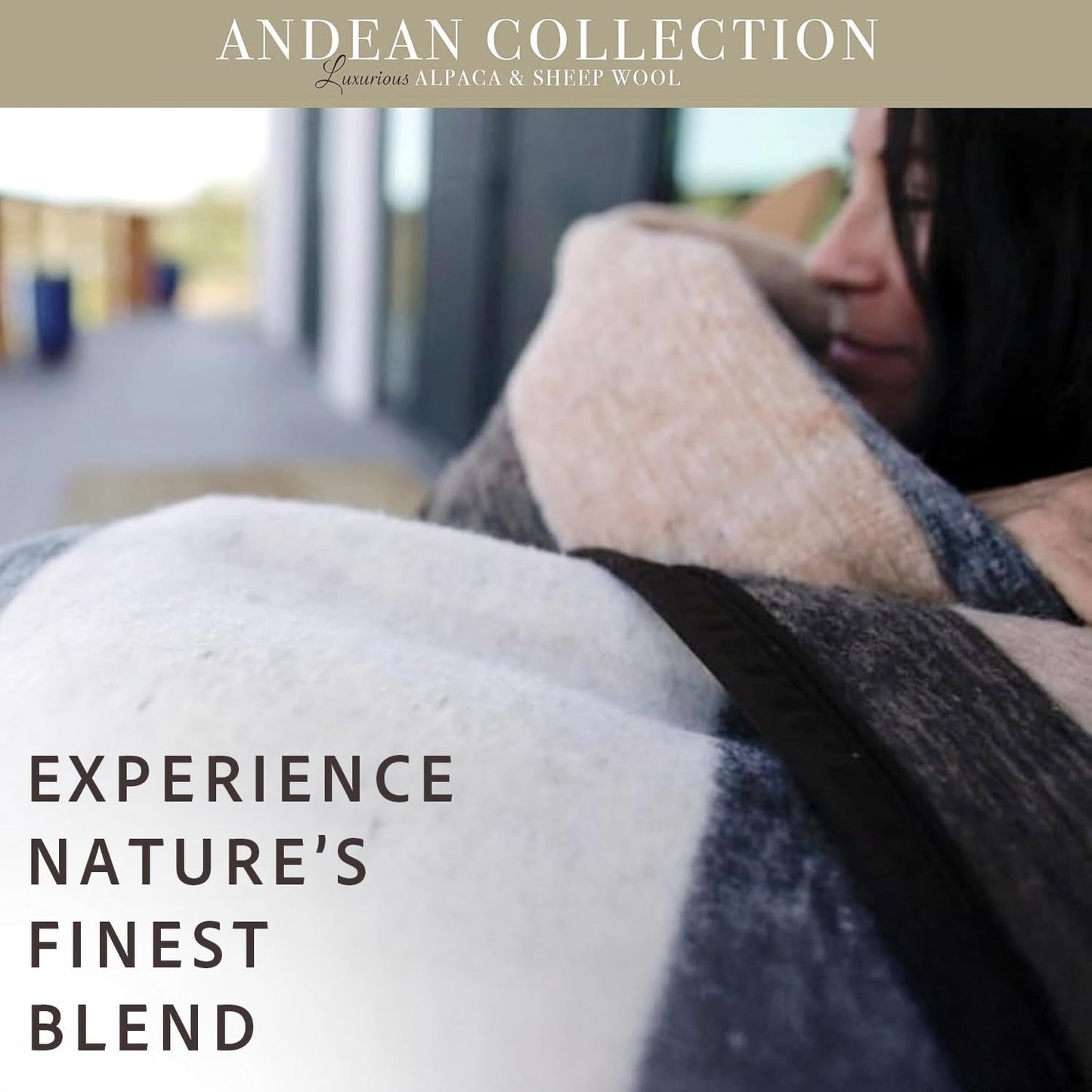 Natural Alpaca & Sheep Wool Blanket – Woven, Made in Peru - Full/Queen Size – Heavyweight Warmth, Thick, Breathable, Natural Texture & Scent, 72 x 88 Inches, 4.2 lbs