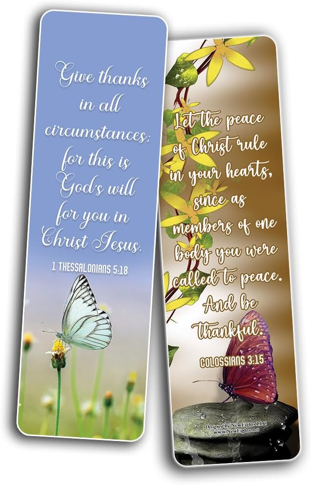 NewEights Bible Verses About Gratitude for Everyday Joy Bookmarks (12-Pack) - Daily Motivational Card Set – Collection Set Book Page Clippers – Ideal for Church Ministry Gifts for Boys and Girls