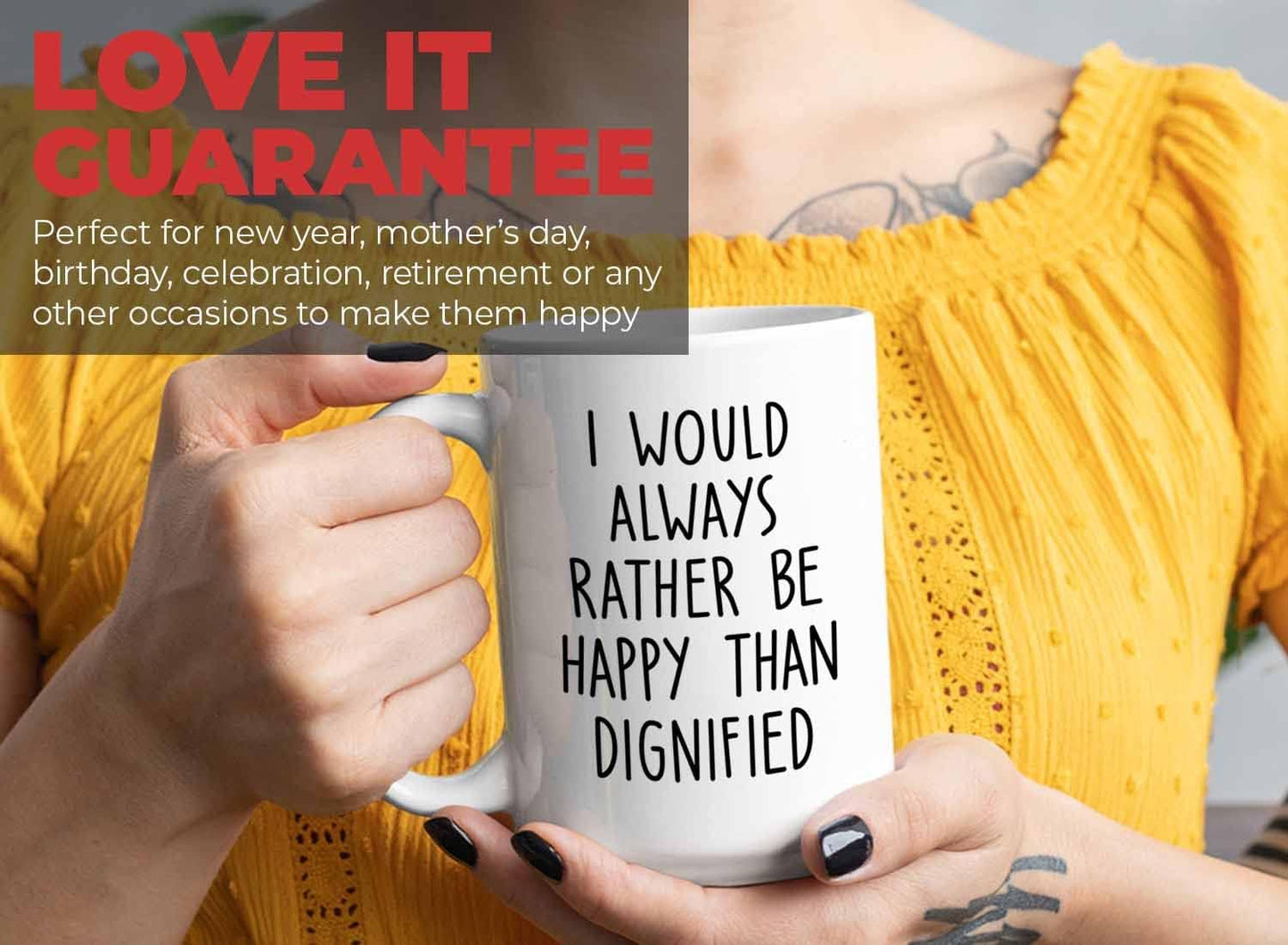 Bubble Hugs Writer Coffee Mug 15oz White - I would always rather be happy than dignified - Reading Book Lover for Bookworm Bibliophile Librarians Author Readers Bookish