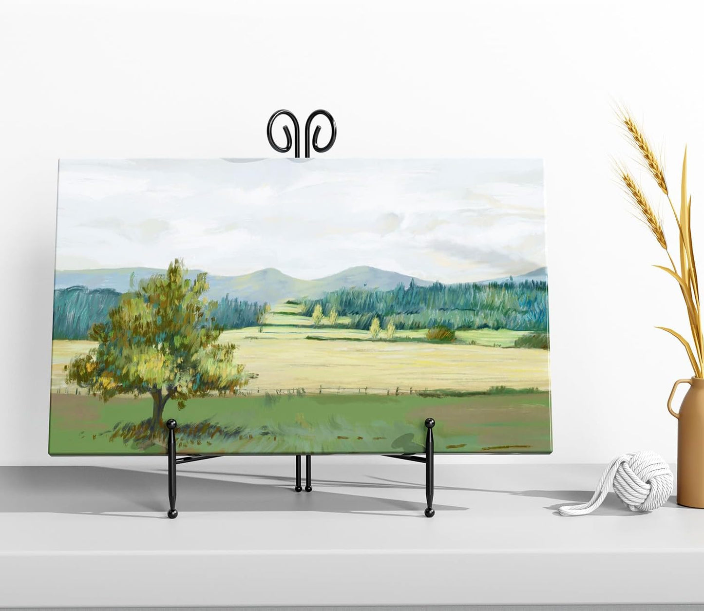 Plate Stand for Display, Black Curved Metal Plate Easel for Display, Decoative Holder for Art, Photos and Cards, 6inch 1-Pack
