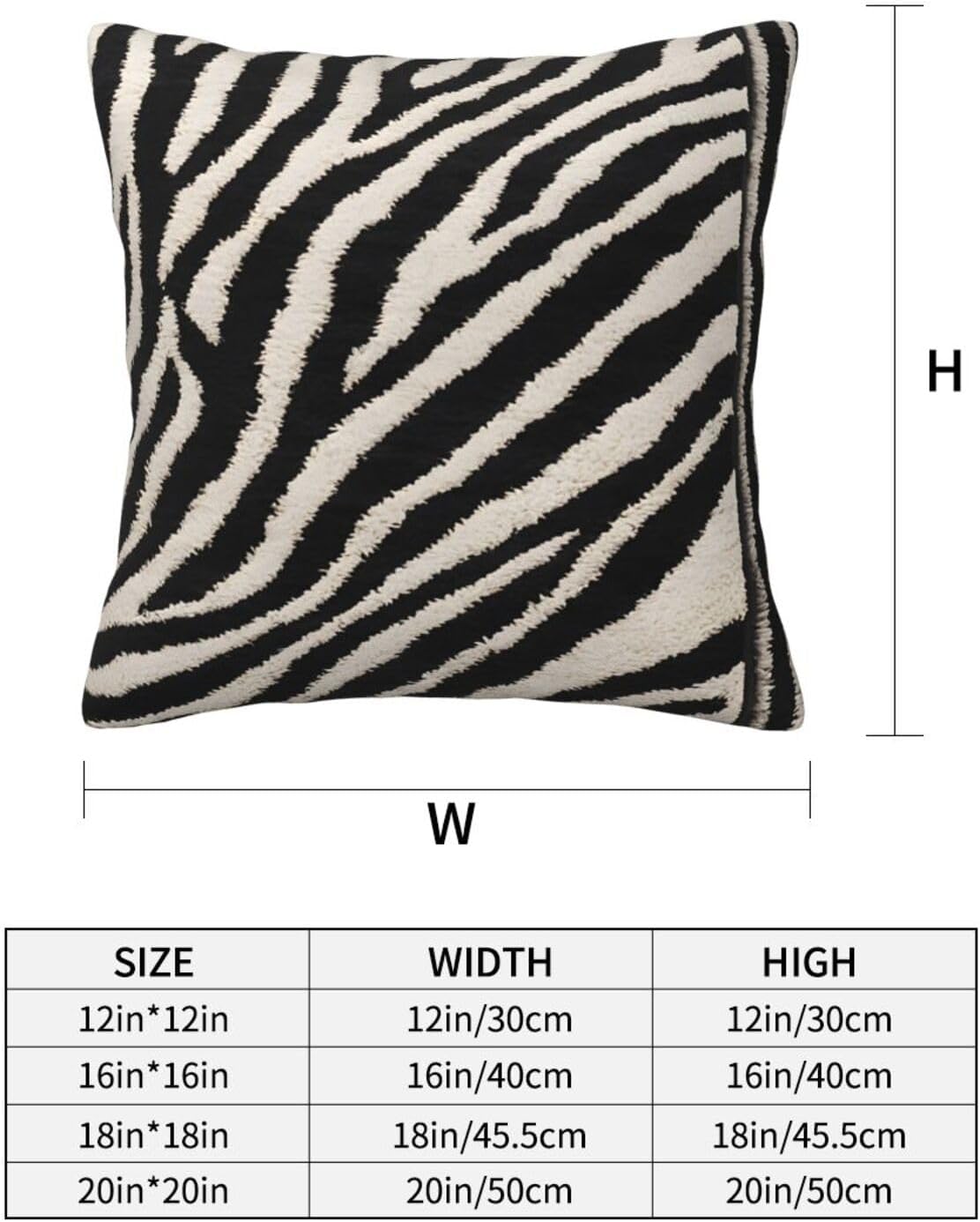 All-Season Square Pillow Covers 18"X18", Zebra Animal, Decorative Throw Pillow Covers for Sofa Bed Couch, Hidden Zipper Cushion Cover, Square Lumbar & Accent Pillowcases for Home Decor
