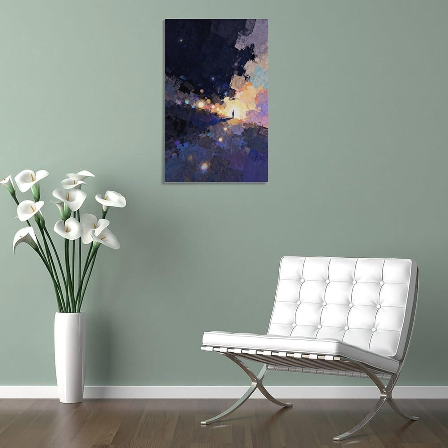 The World of Loneliness - 1 Oil Painting Print, Loneliness Wall Art, Moody Aesthetic Painting, Suitable for Reading Nook, Living Room, Bedroom Frame-style 16x24inch(40x60cm)