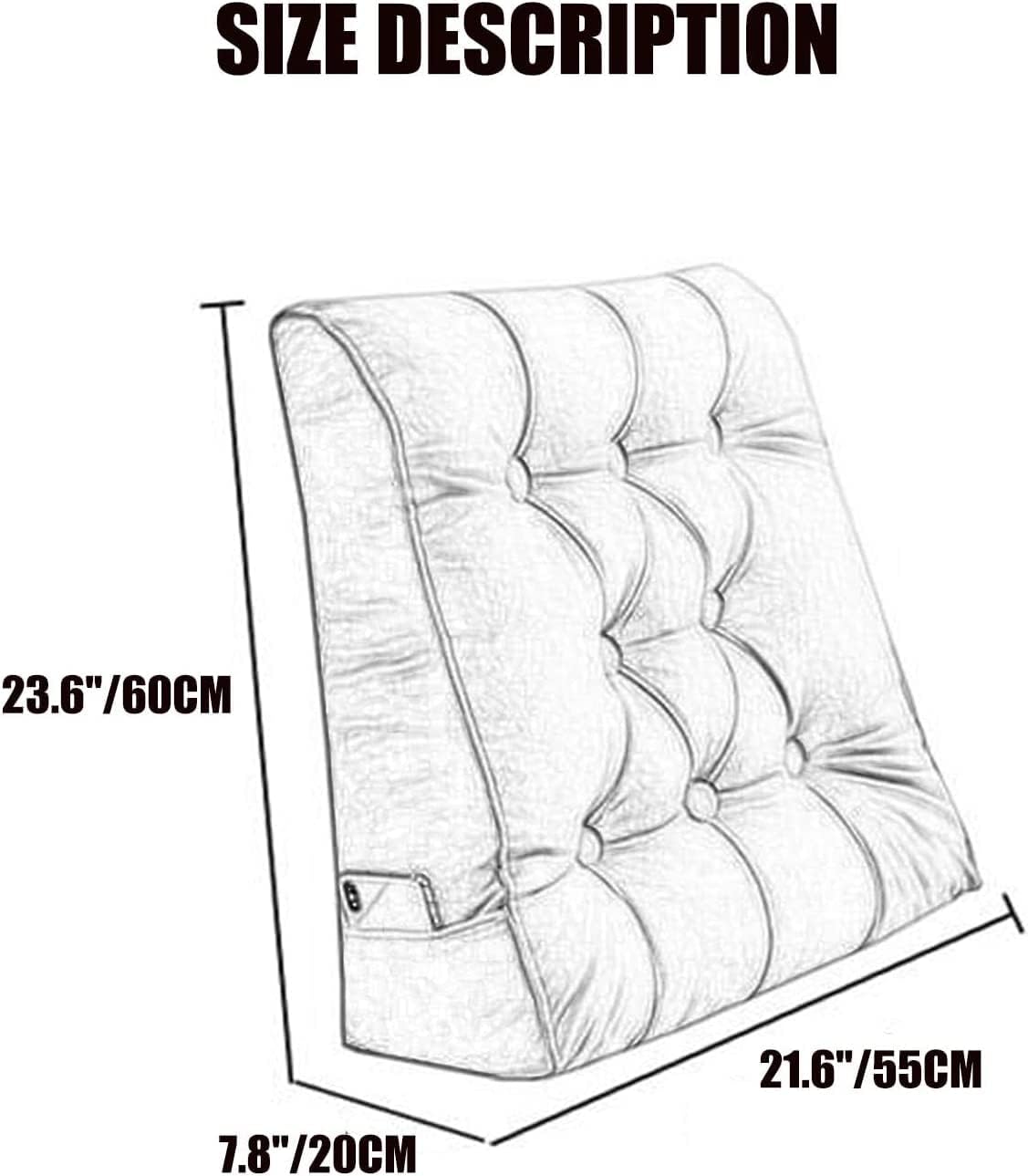 Solid Color Reading Pillow Bolster Positioning Support Wedge Pillow Lumbar Support Pillow for Sofa Bed Bunk Chair Bolster(Size:21.6"/55cm,Color:Yellow)