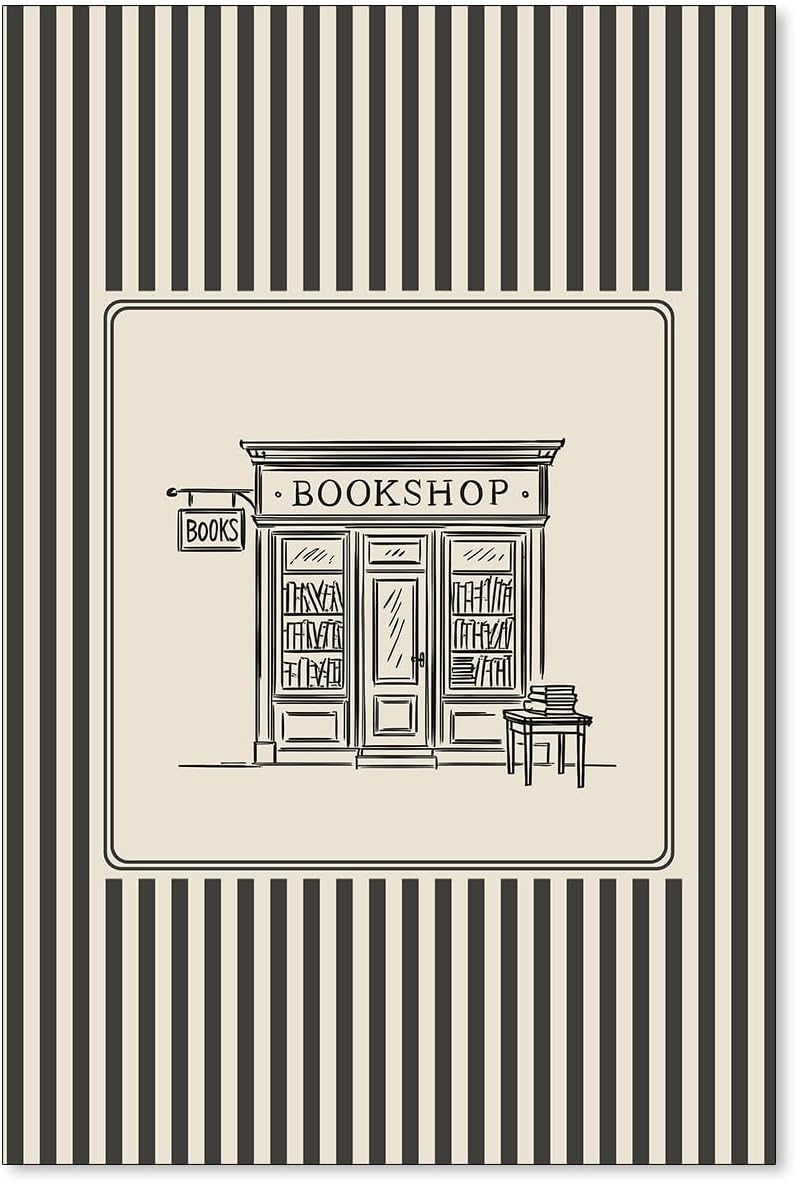 Haitunone Black and White Striped Bookshop Wall Art Vintage Reading Bookish Aesthetic Poster Minimalist Sketch Canvas Prints for Bookstore Library Wall Decor 16X24 inch Unframed