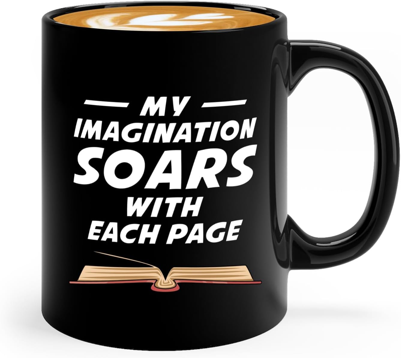 Book Lover Coffee Mug 11oz Black -Imagination Soars - Writer Editor Bookish Librarian Bibliophile Bookish Grammar Philosophers