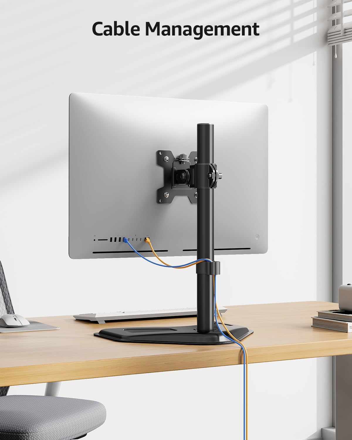 MOUNTUP Single Monitor Stands, Freestanding VESA Monitor Desk Mount fits 13'' to 32'' Computer Screen with Height Adjustable, Swivel, Tilt, Rotation, Holds up to 17.6 lbs, VESA 75x75/100x100 MU0023