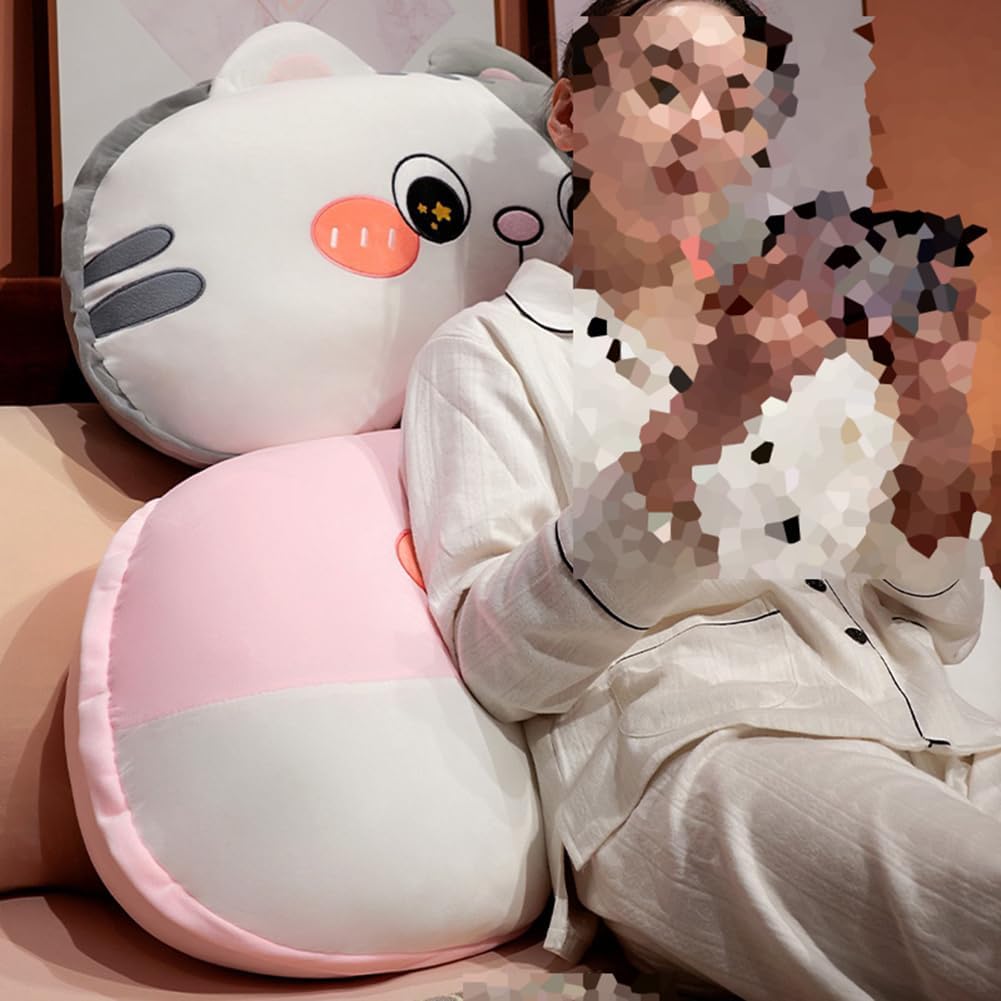 Cute Bed Backrest Pillow Soft Sofa Rest Reading Pillow Side Sleeping Plush Hugging Pillow Office Chair Waist Cushion (Pink Rabbit, 80×40CM/31.5"×15.7")