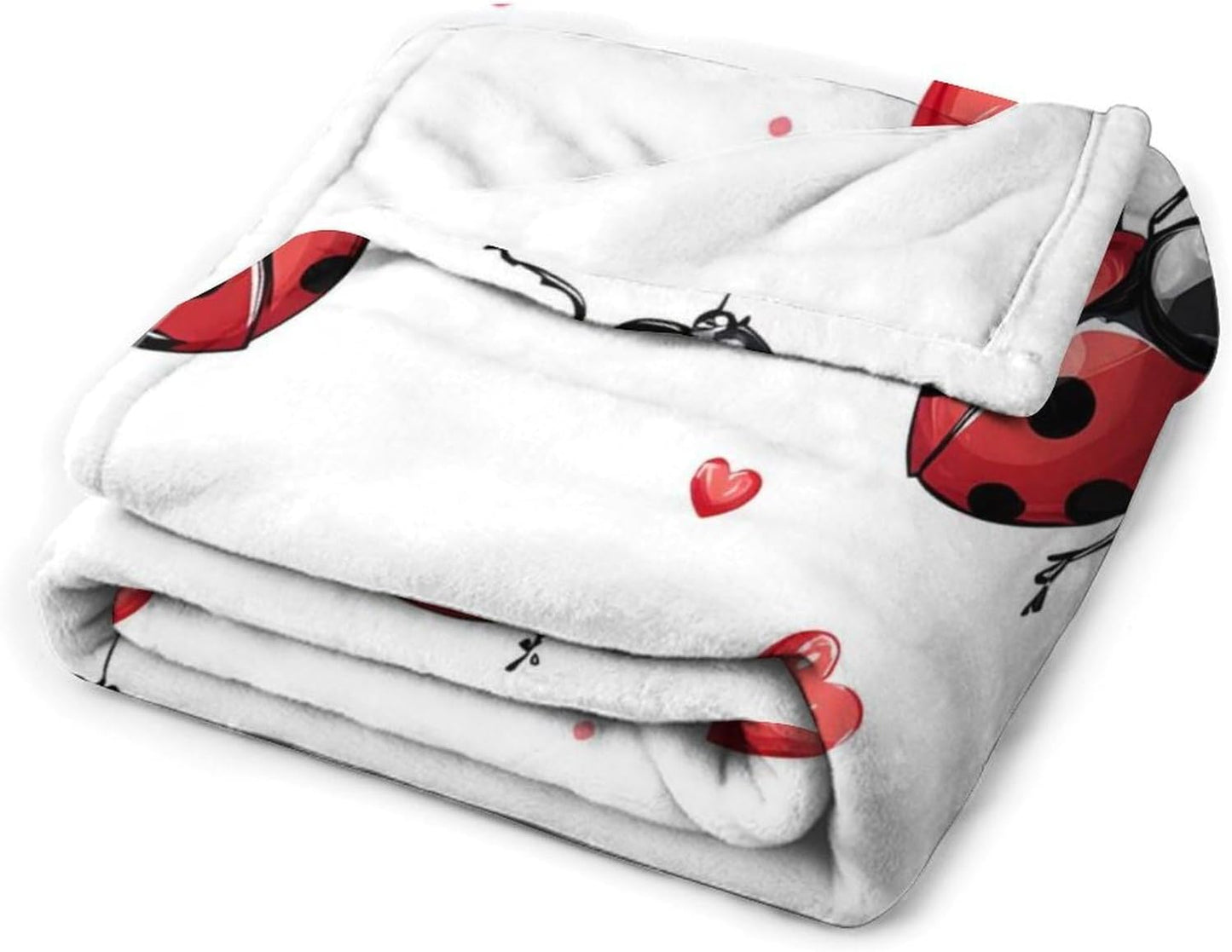 Funny Ladybug Bug Throw Blanket for Couch Bed Plush Cozy Fuzzy Flannel Blanket for All Season 70"x80"