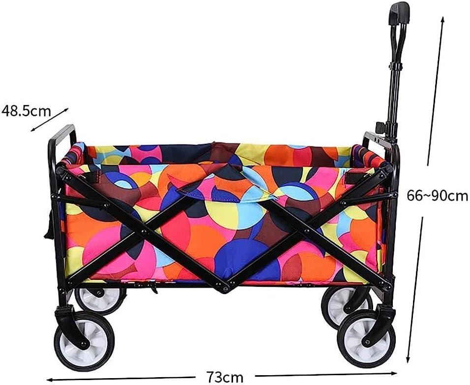 Handcart, Folding Portable Shopping Cart Multifunction Trolley Cart, Garden Heavy Duty Wagon, Push-Pull Cart for Outdoor/Camping/Fishing/Mall, Load: 60Kg
