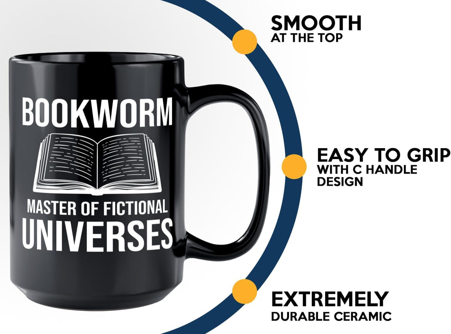 Book Lover Coffee Mug 15oz Black -Bookworm Master of - Bookworm Literature Library Book Lover Reader Booked Editor Intellectual Studious
