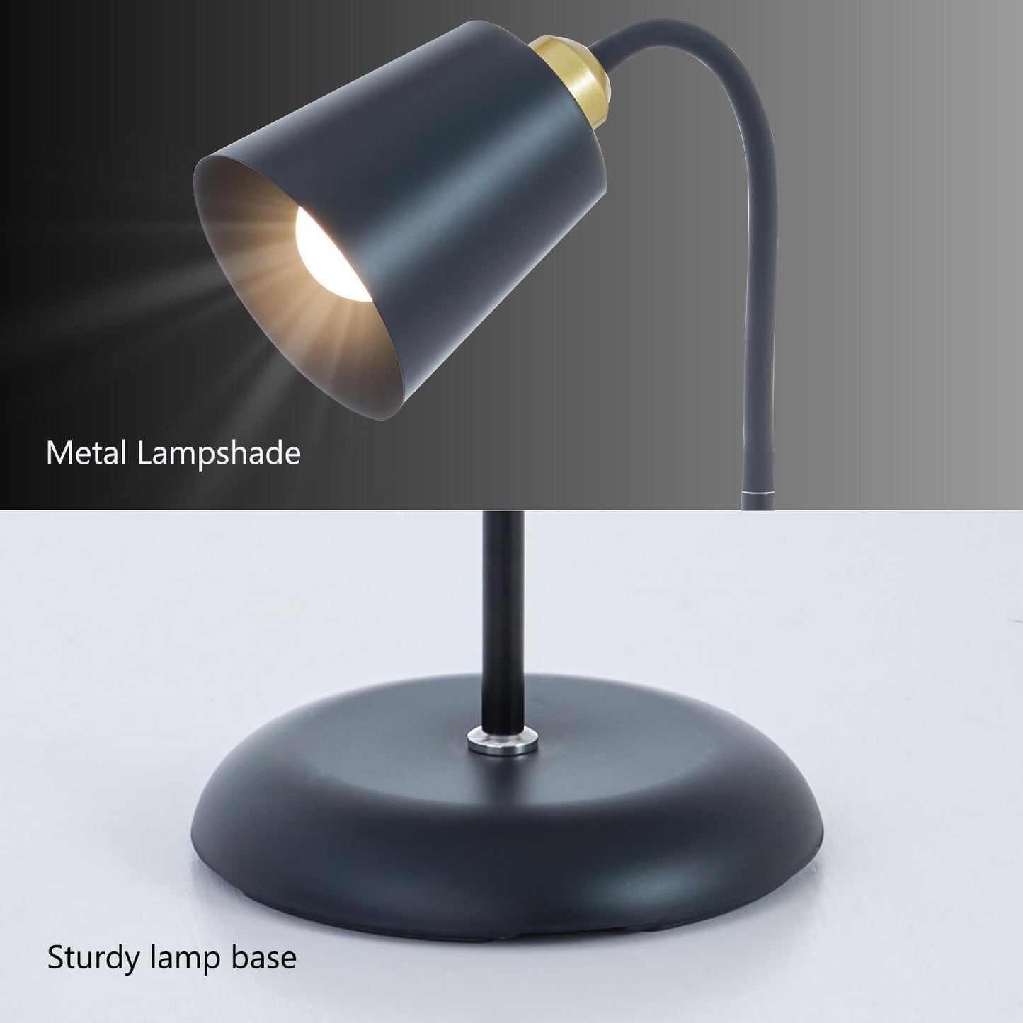 AoMck Floor Reading Lamp, Industrial Metal Floor Lamps for Living Room with Adjustable Bendable, 2 in 1 Reading Table Lamps for Living Room Bedroom Office, 12W Bulb Included (Black)