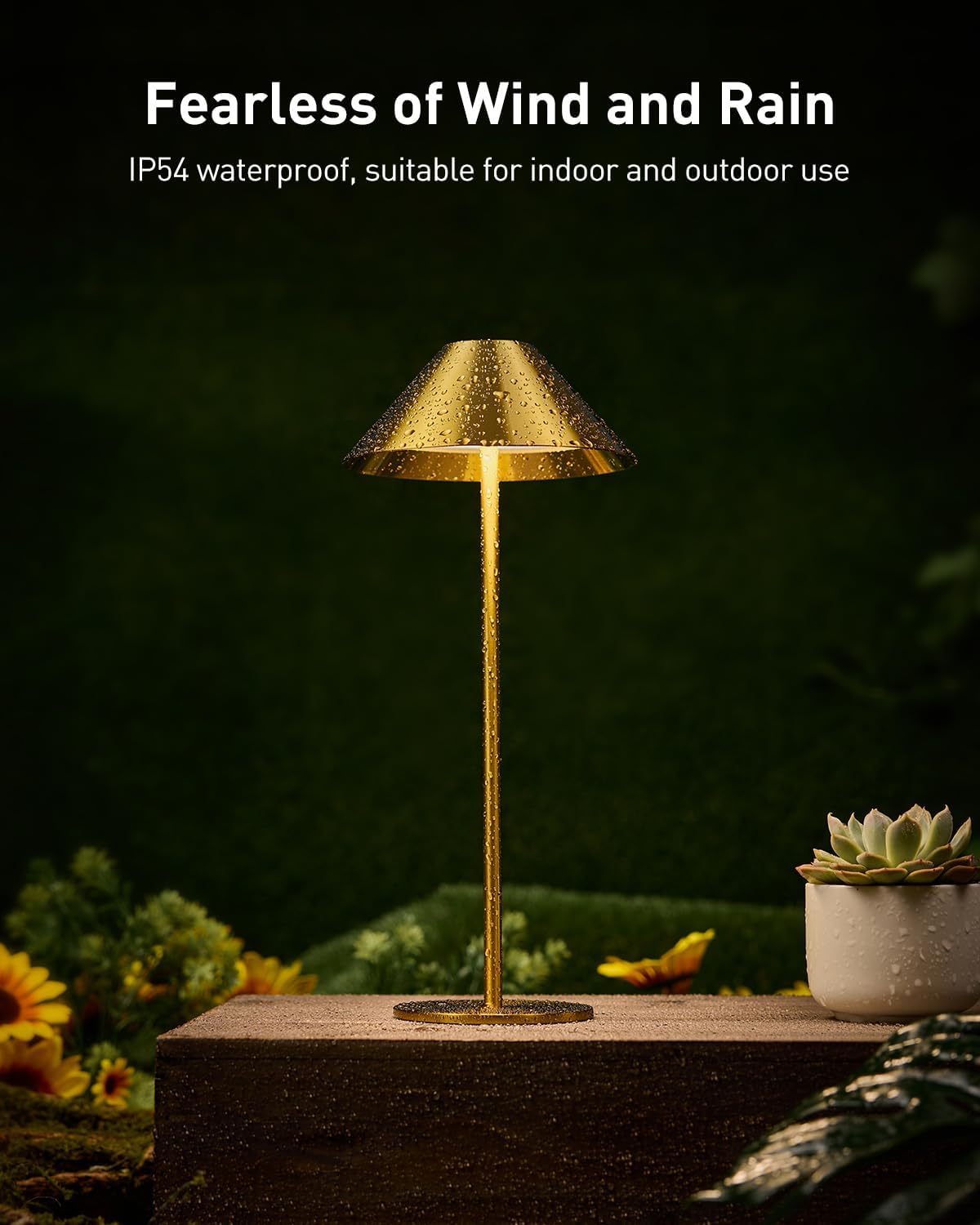 Bojim Gold Cordless Table Lamp, Rechargeable Touch Lamps with 3 Color Dimming, Wireless Battery Operated Lamp for Bedroom/Living Room