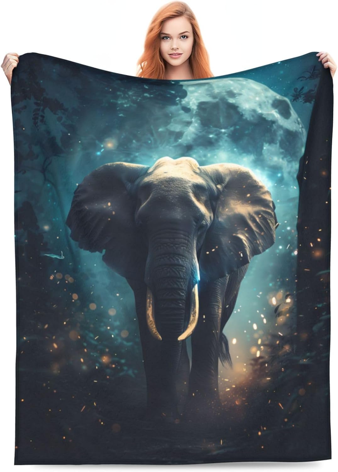 Elephant Blanket Gifts for Adults Women Kids, Flannel Elephant Throw Blankets for Bed Living Room Sofa Couch Traveling Camping, Soft Warm Lightweight Cozy Elephant Decor 50x60in