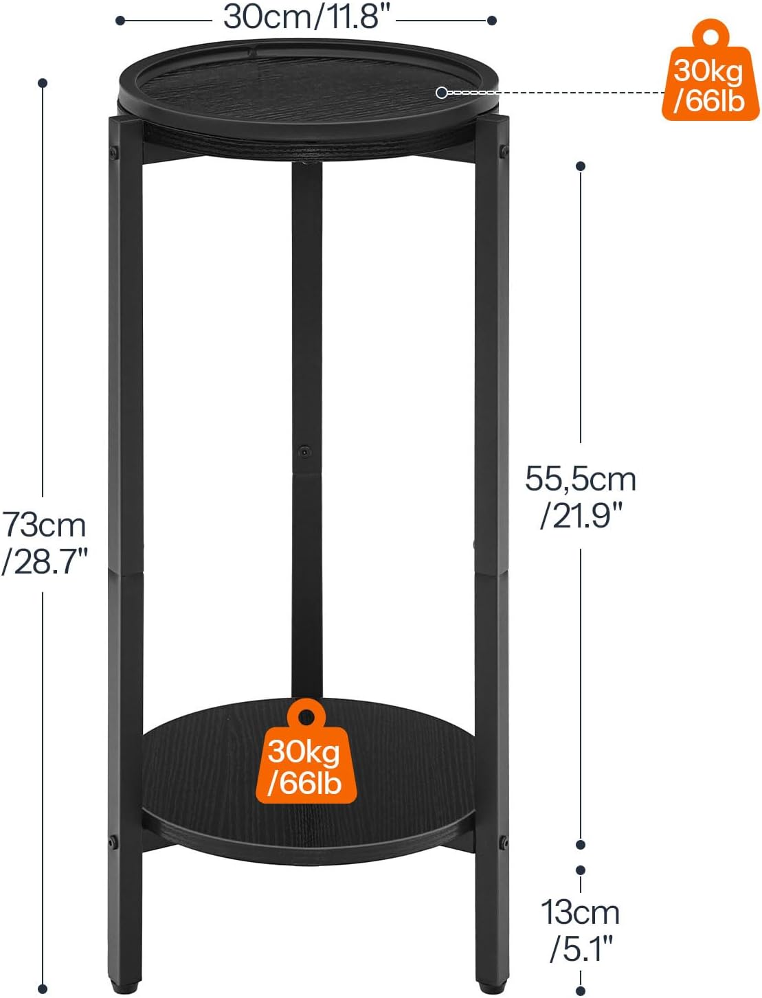 HOOBRO Small Round Side Table, Tall Coffee Drink Table for Sofa Couch Corner, 28.7" H Slim Nightstand, Circle Wooden Accent Pedestal Table for Living Room, Bedroom, Black BB167BZ01