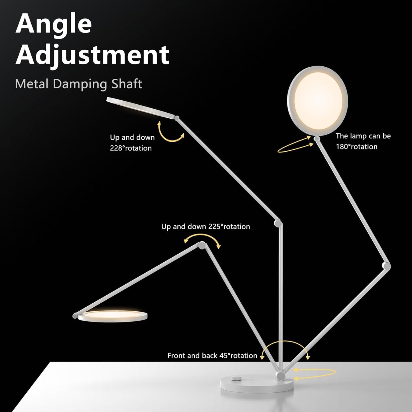 LED Desk Lamp for Home Office, Eye-Caring Modern Desk Light, 3 Color Temperature 10 Brightness Computer Light, Dimmable Desk Light with Memory & Timer Func, Metal Swing Arm Table Lamp (White)