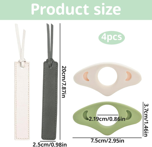 Thumb Book Page Holder, 4-Piece Reading Accessory Set, Ergonomic Design for One-Handed Reading, Comfortable Finger Support for Extended Use, Ideal for Book Lovers and Students