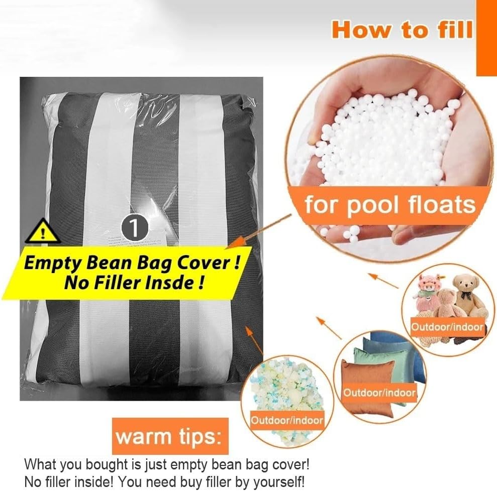 Square Floating Bean Bag for Pool (No Fillers) – Large Comfortable Bean Bag for Outdoor and Indoor – Water Play Lounge Chair – Square Floating Pouf for Swimming Pool(Khaki,L-140x180cm)