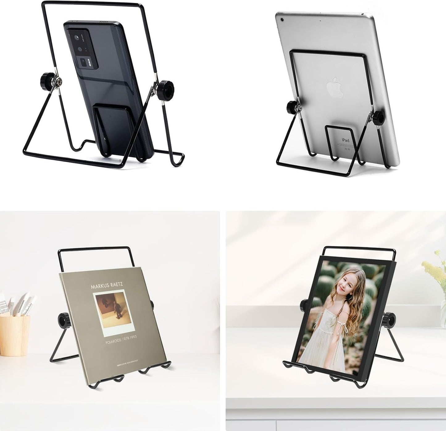 2 Pack Foldable Tablet Stand,Adjustable Metal Portable Tablet Holder,Mobile Phone Holder,Displays Picture Frames, Photo,Cookbooks, iPad, Sheet Music