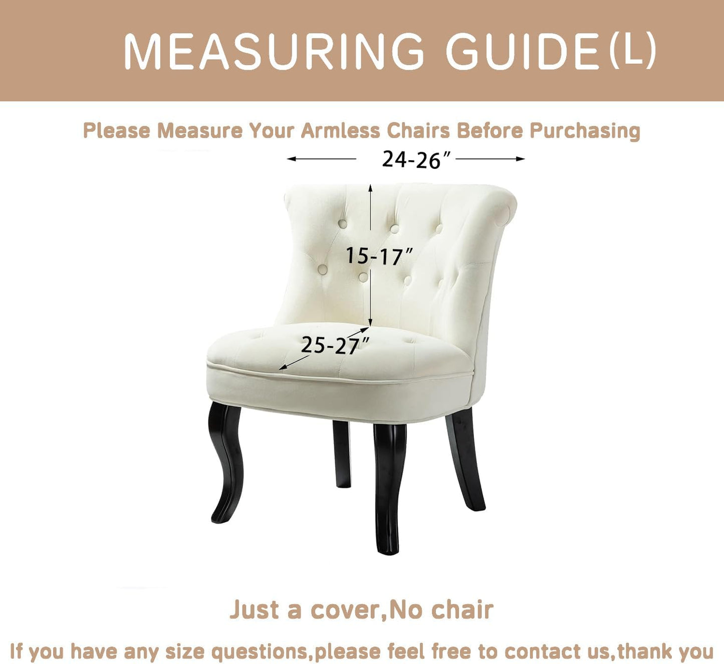 Armless Accent Chairs Cover Single Sofa Chair slipcover for Living Room,Comfy Tufted Bedroom Chairs for Reading,Dining,Office Reception sofacover (Light Gray, S)
