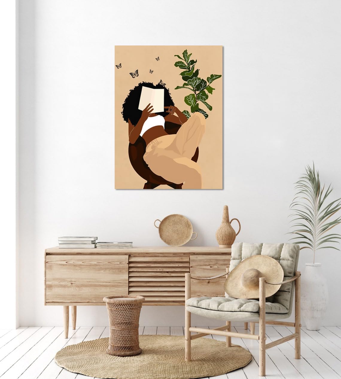 African American Boho Wall Art, Black Women Art Framed, Book Lover Art, Black Girl Canvas Print, African American Canvas Art Wall Decor, Woman Reading Book Art, African American Girl Boho Posters