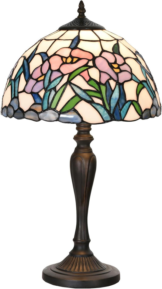 TL0004 Tiffany Table Lamp Stained Glass Bedside Lamp Daffodfil Flowers Design Reading Desk Light 12X21.5 Inches for Bedroom Living Room Home Office, lED Bulb Included