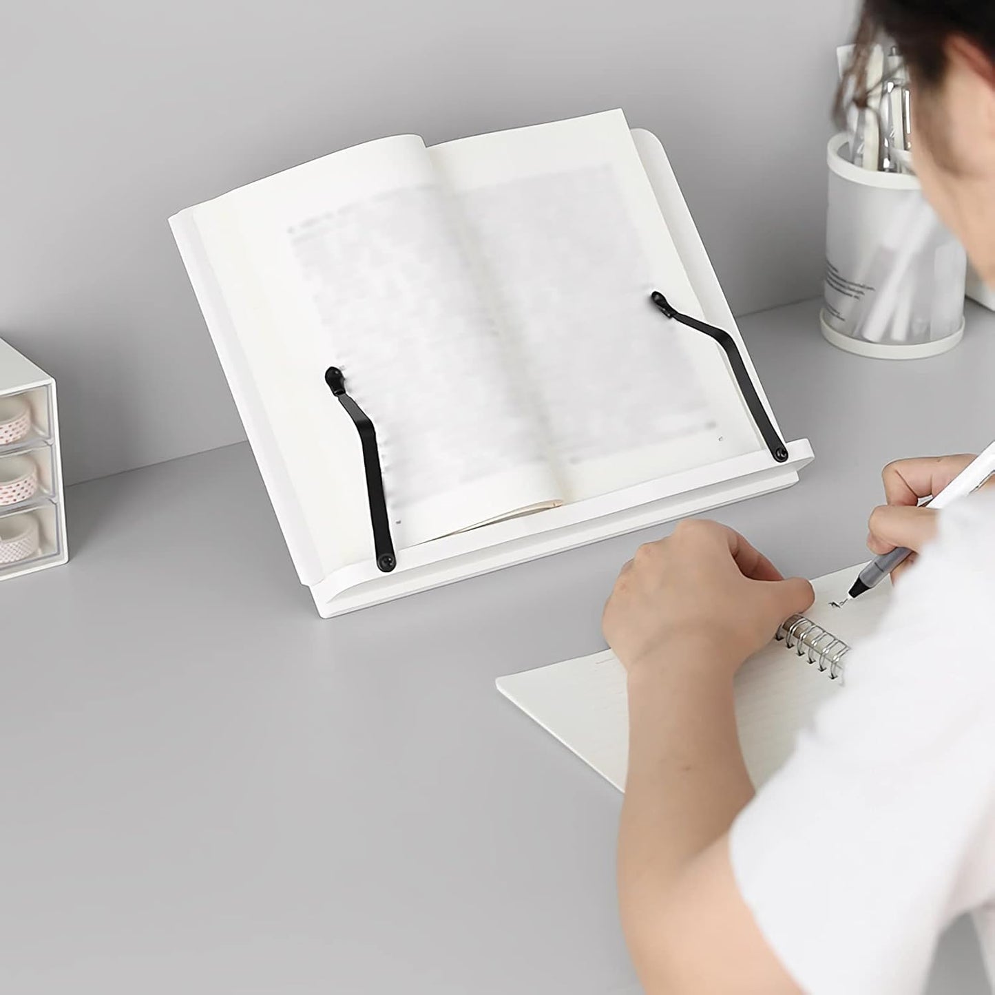 Book Stand Book Stand Holder Adjustable Reading Cookbook Textbook Recipe Stand with for Home Office Laptop Desktop Documents Tablet White (Size : Small) ()