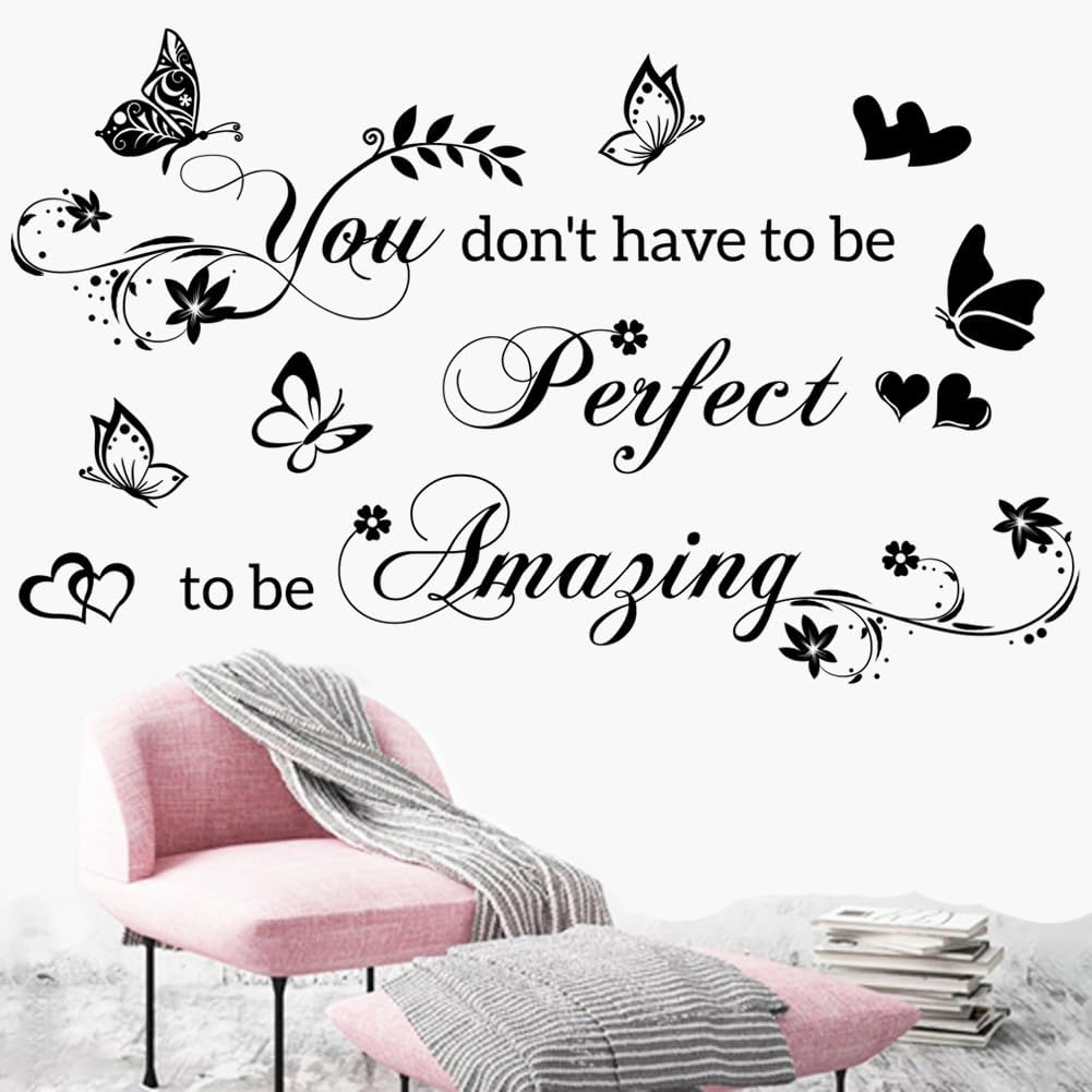 Wall Stickers for Bedroom Inspirational Quotes Wall Decals You Don't Have to Be Perfect to Be Amazing Decorations Wall Sticker for Living Room Wall Decal Hallway Wall Sticker Home Decor
