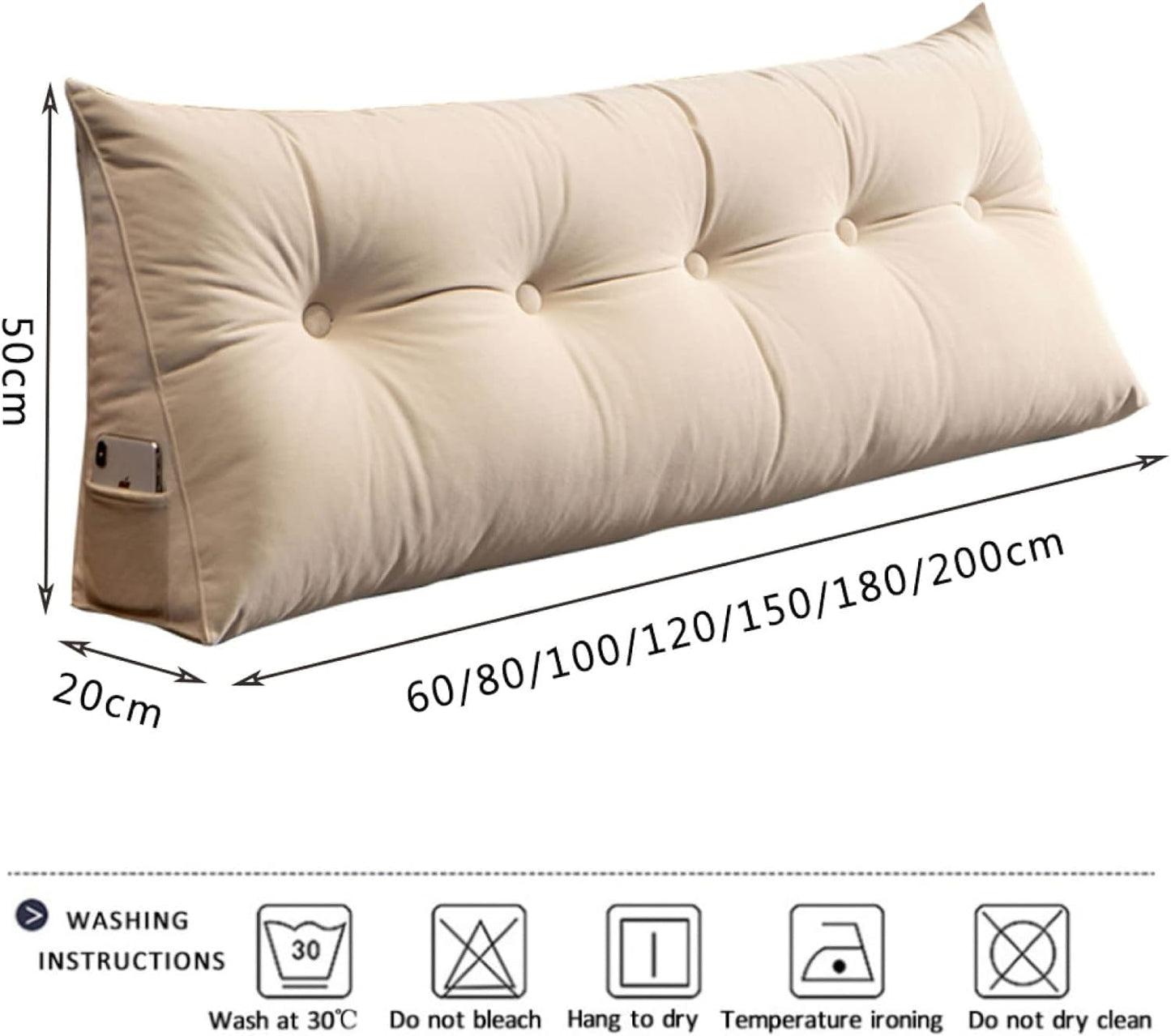 Triangular Reading Pillows Wedge Bed Backrest Back Cushion Solid Color Back Cushion Waist Support Tatami Cozy Bed Pillow Removable Washable(Size:180x50x20cm,Color:C)