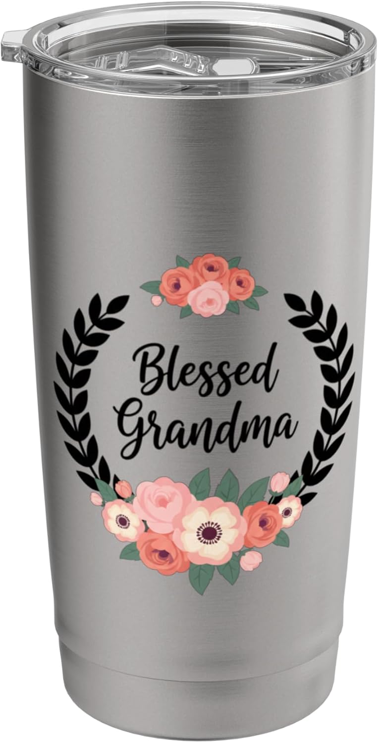 Blessed Grandma Floral Rose Christian Grandma For Women Stainless Steel Insulated Tumbler