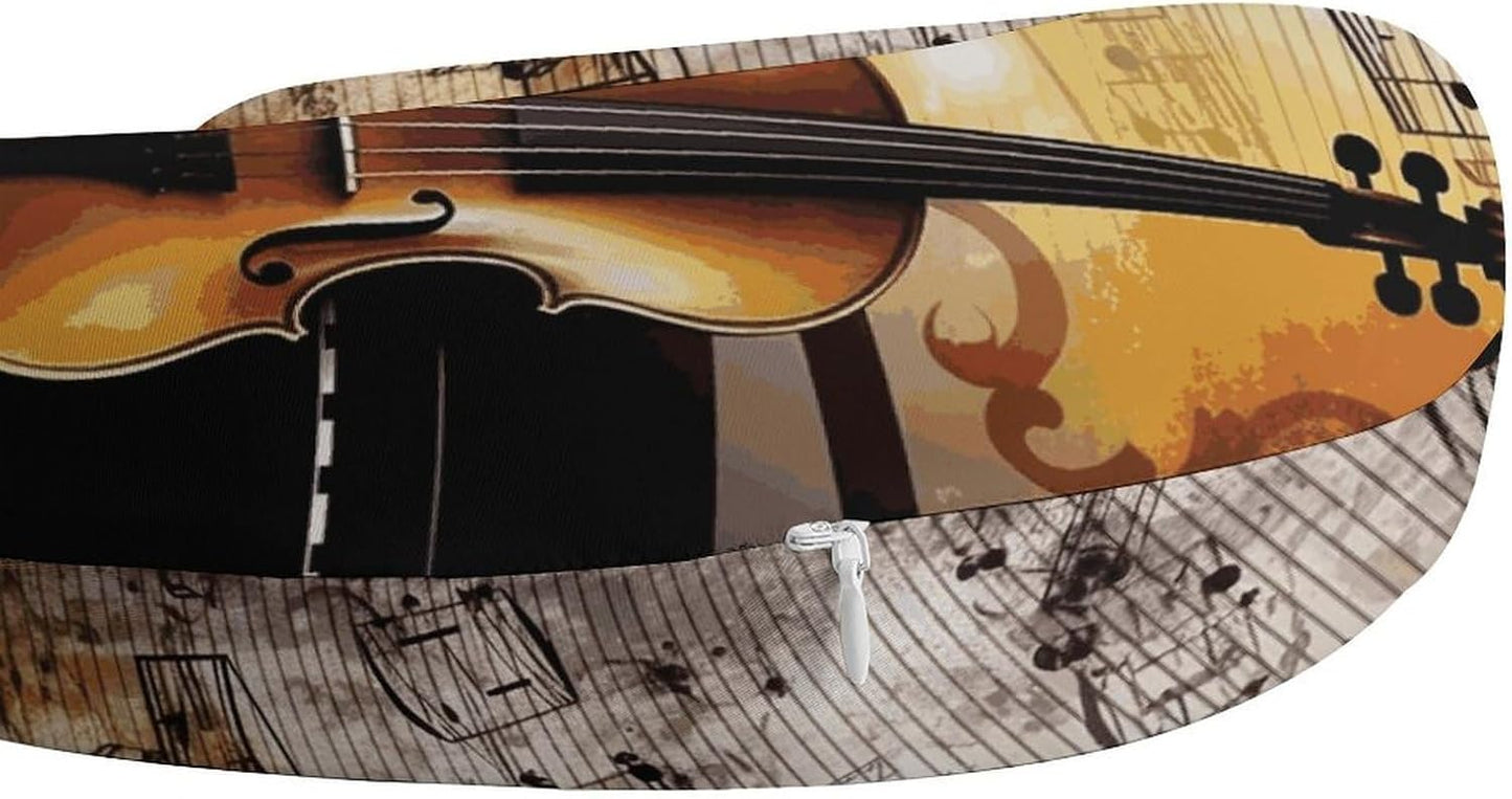 Piano Violin Music Notes Neck Pillow Memory Foam U Shaped Pillows Portable Pillows for Shoulder Travel Head Support Pillow with Concealed Zipper for Airplane Car Home Office