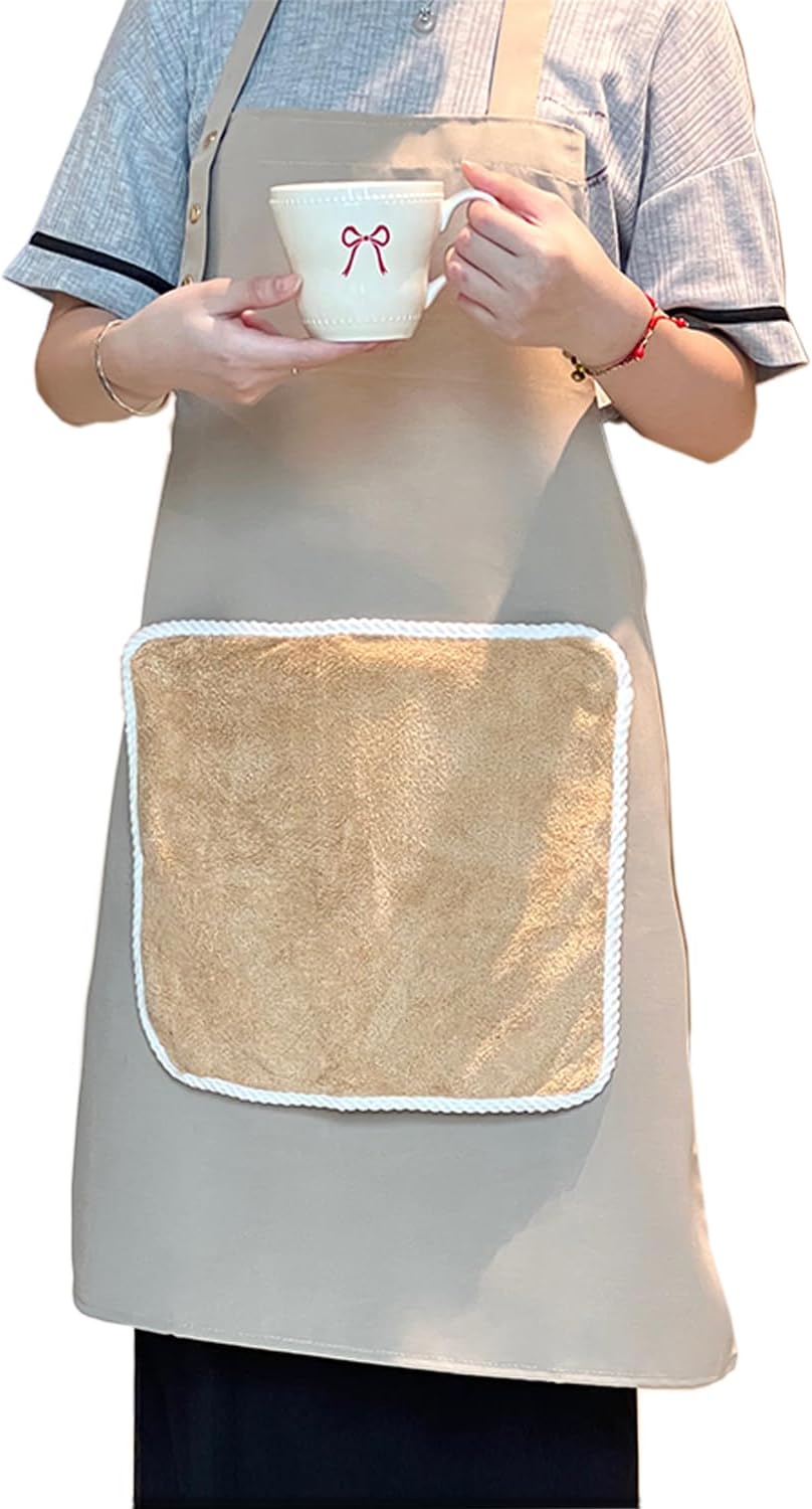Apron with Towel, 2 Hand Towel & XL Pocket,for Art, Teaching, Kitchen, Cooking, Cleaning, Gardening, Home