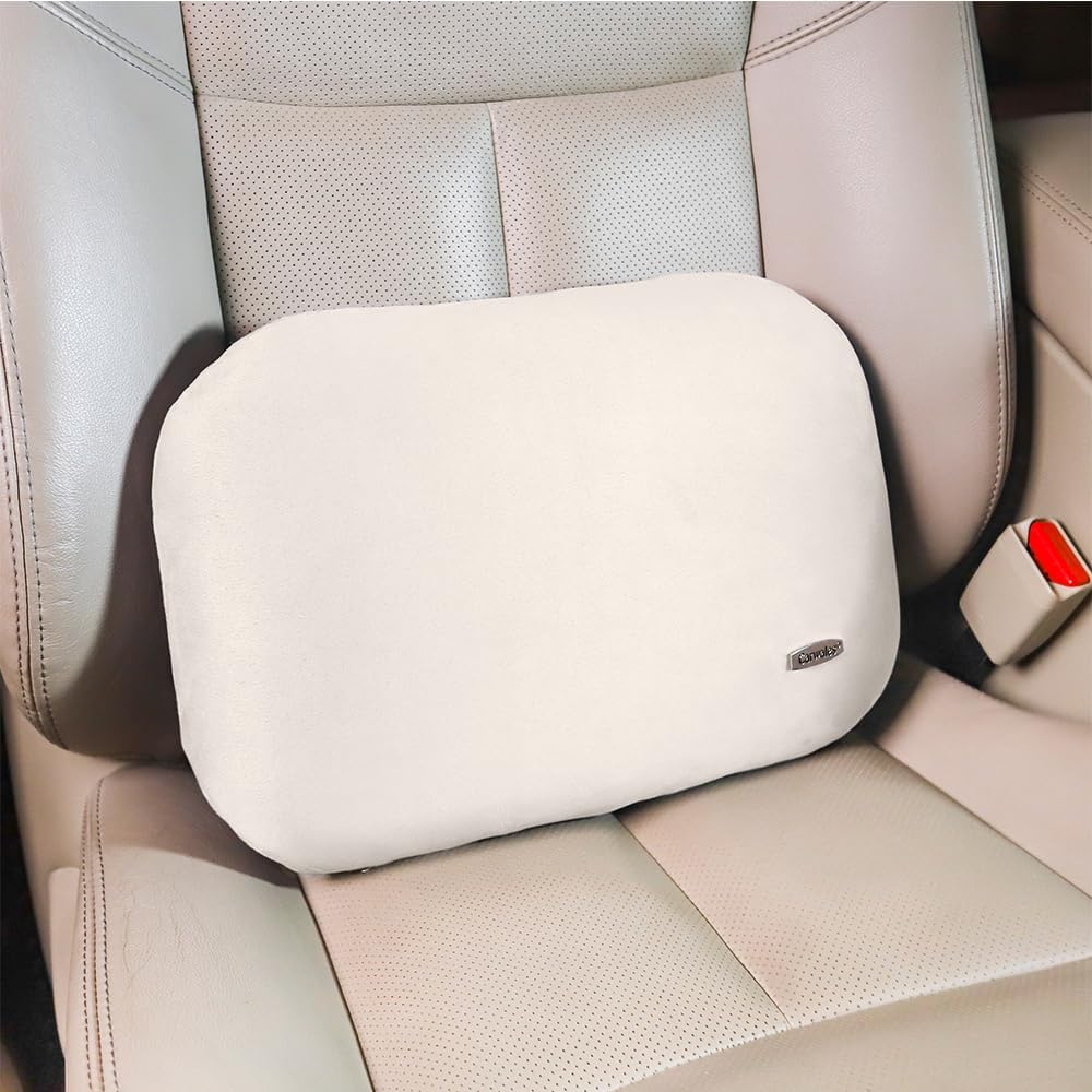 Beige Lumbar Support Pillow for Car Driving Seat Soft Latex Lower Back Support Relax Home Desk Office Accessories Chair Cushion Pain Relief