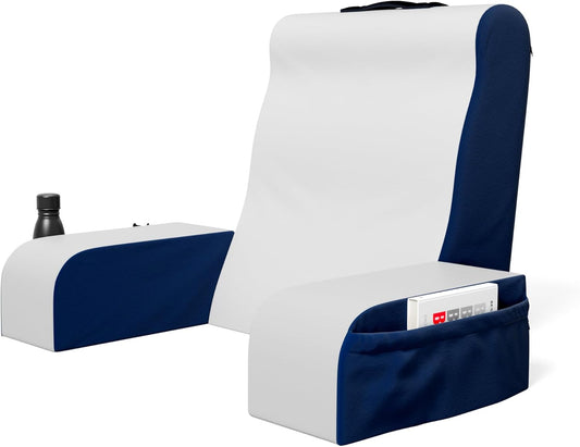Wedge Reading Pillow with Arms — 19in, Plush Backrest, Bed Chair Support