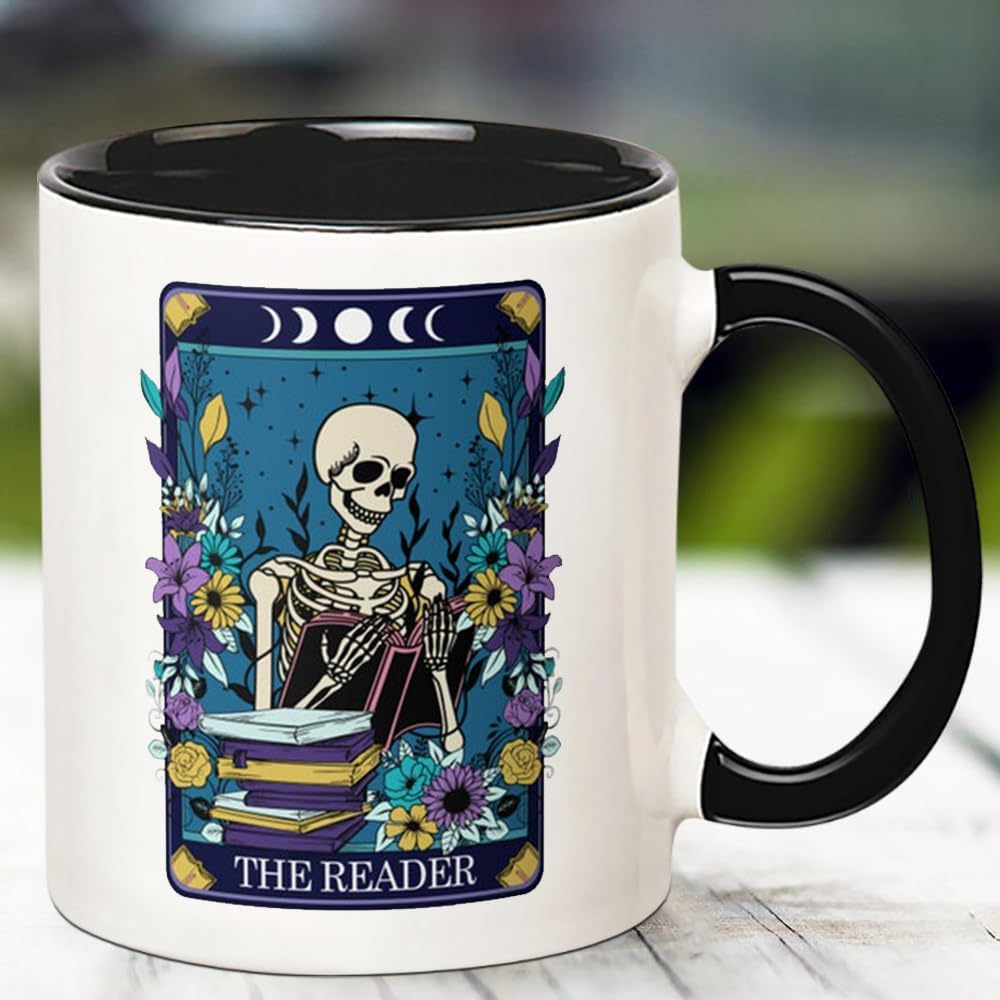 The Reader Tarot Card Coffee Mug, The Reader Mug, Book Lover Mug, BookTok, Bookish, Bookworm Gift, 11 Oz Novelty Coffee Mug/Cup, Black