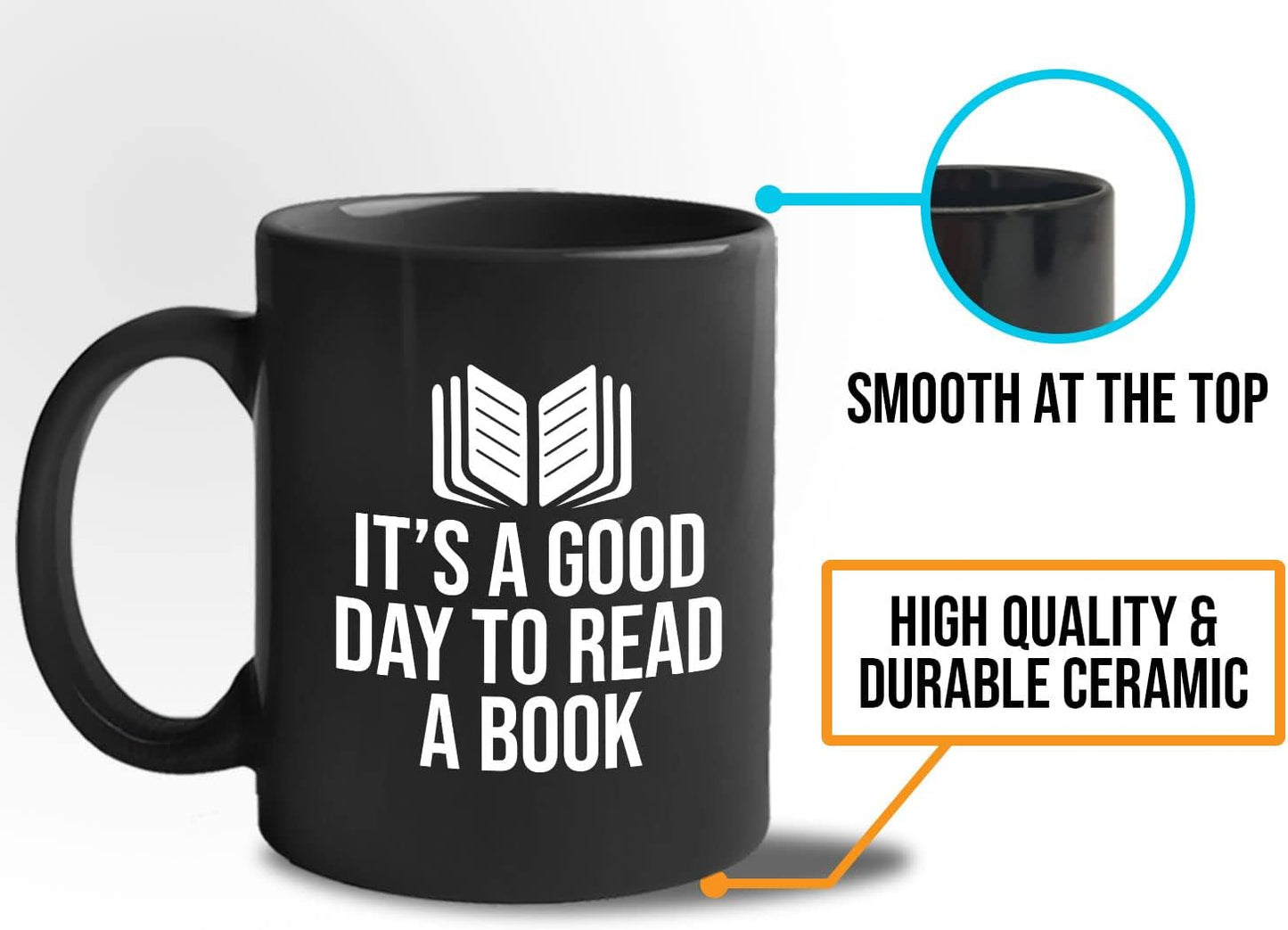 Book Lover Coffee Mug 11oz Black - It's a good - Literary librarian Literature Bookworm Historian Public Library Curator Bibliophile Bibliolater