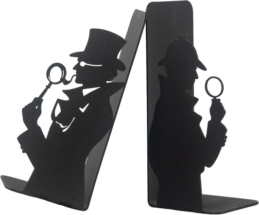 Sherlock Holmes and Arsene Lupin Decorative Metal Bookends, Detective Figure Bookends, Gift for Book Lovers,Best Gifts Kids, Super Heroes Book Stands, Cartoon Book Supports, Book Accessories