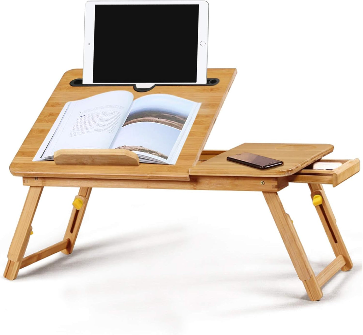 Lap Desk Bamboo Bed Tray Table Fits up to 17.7 Inch Foldable Laptop Desk for Breakfast Homework Study Reading Eating Food Tray Table