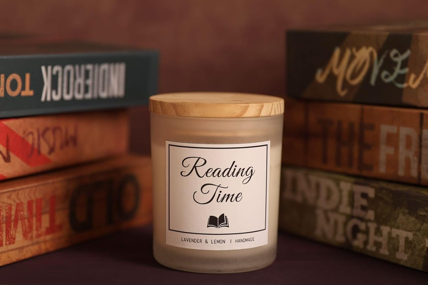 Reading Time Candle - Book Lovers Gifts, Gifts for Readers, Lavender & Lemon Scented Candle, Natural Soy Wax & Natural Essential Oils
