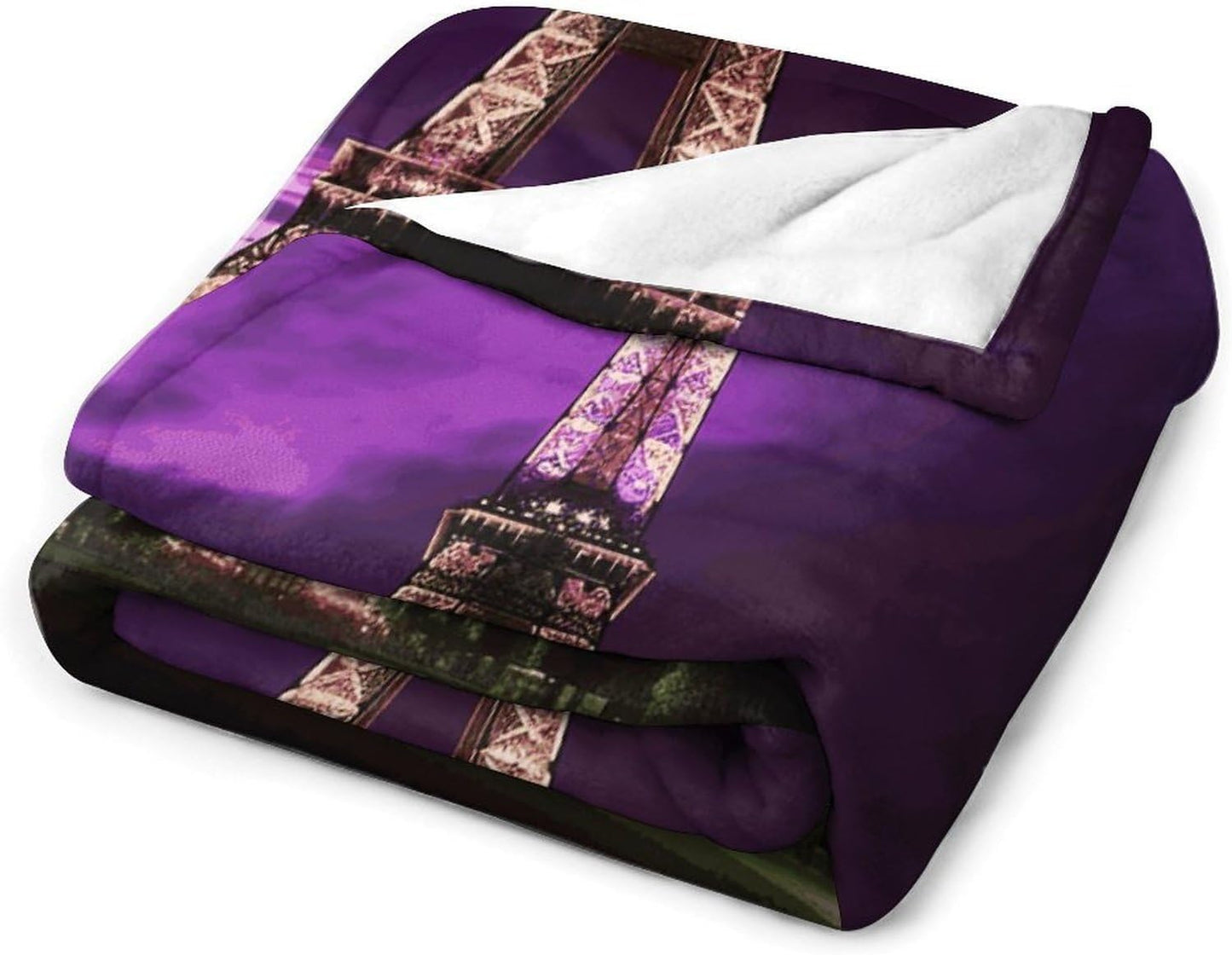 Purple Eiffel Tower Blanket Super Soft Lightweight Throw Blanket Cute Cozy Warm Bed Blanket Decorative Fuzzy Blanket All-Season Home Decor Gift for Sofa Couch Living Room 30"*40"（76 * 100cm）