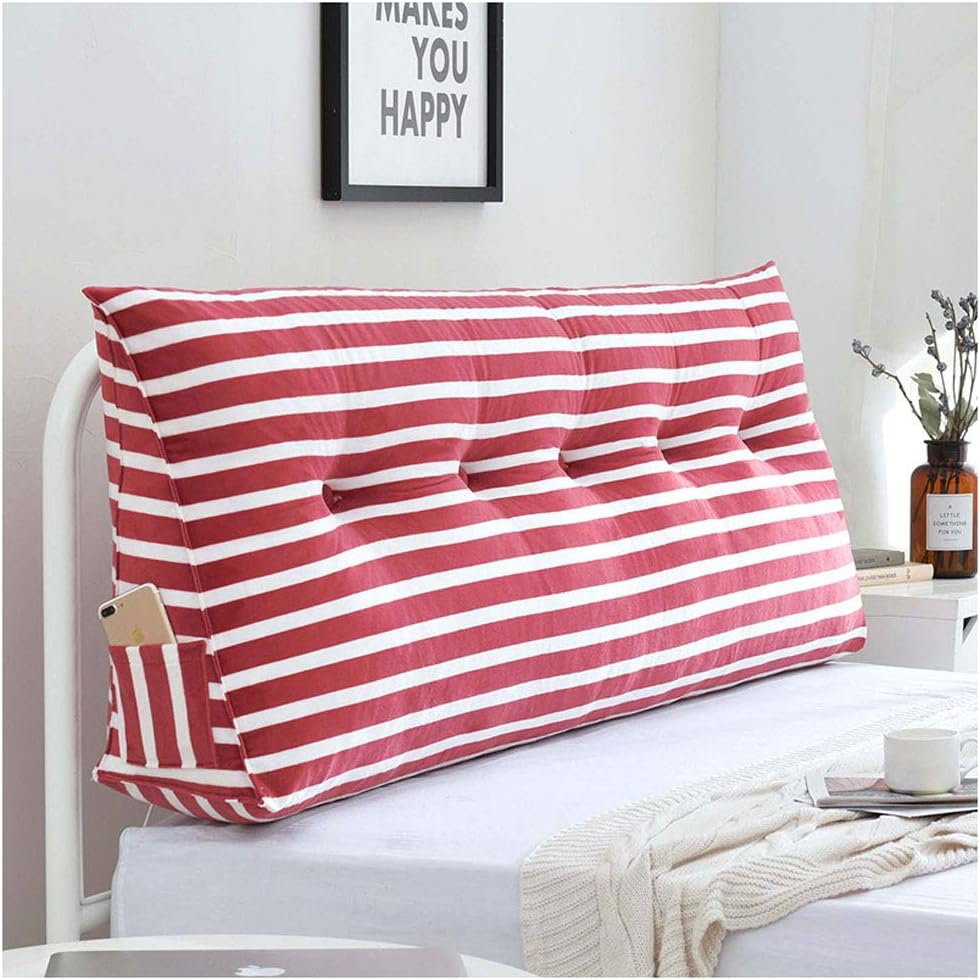 Coffee Table LQ Headboard Bedside Cushion Sofa Back Reading Backrest Cushion Stripe Soft Double Bed Waist Pad Pillow (Color : A Size : 135cm-4 Buckle) (C 100cm)