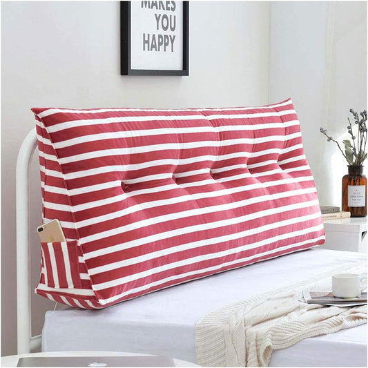 Coffee Table LQ Headboard Bedside Cushion Sofa Back Reading Backrest Cushion Stripe Soft Double Bed Waist Pad Pillow (Color : A Size : 135cm-4 Buckle) (C 100cm)