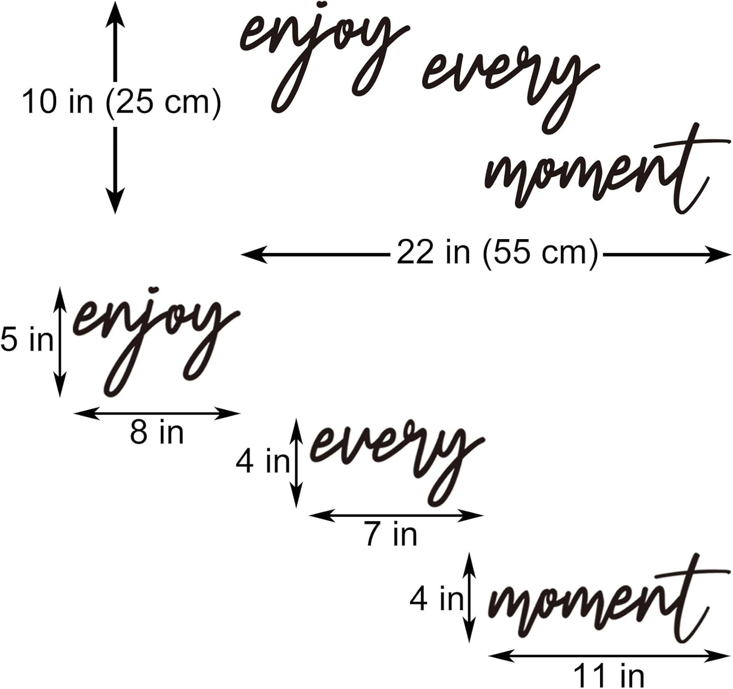 Enjoy Every Moment Vinyl Wall Decal Inspirational Quote Sticker for Living Room Bedroom or Office Wall Decor
