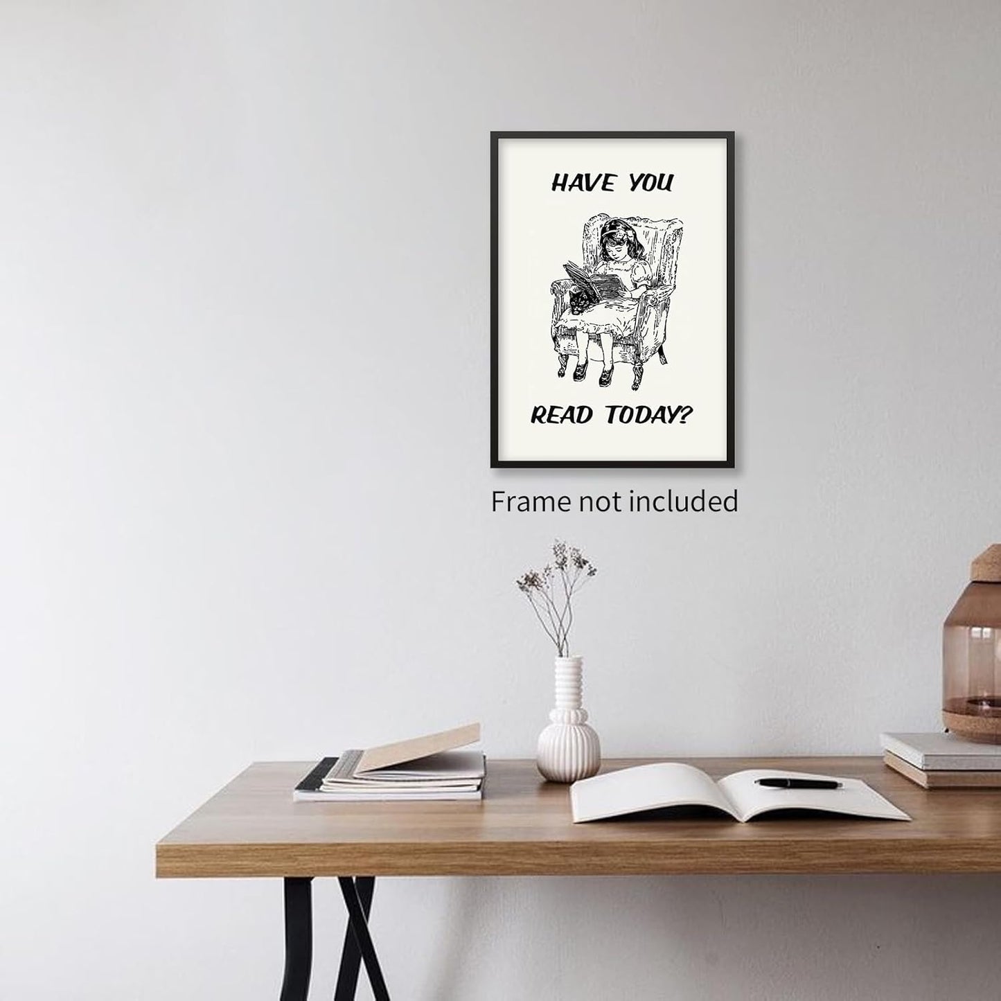 Black And White Reading Book Wall Art Have You Read Today Line Posters Positive Affirmations Canvas Prints for Library Bedroom Wall Decor 16X24 inch Unframed