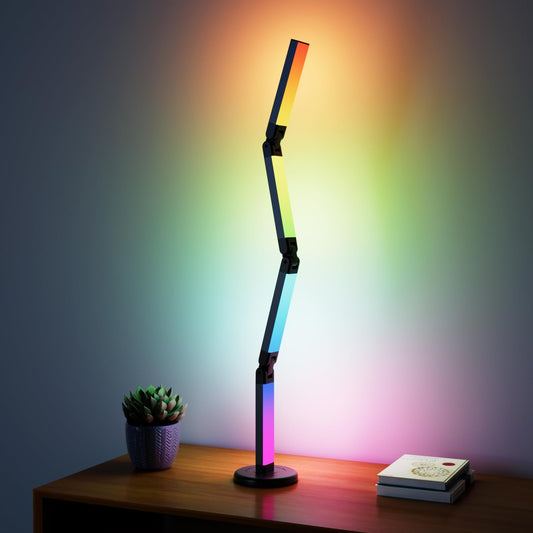 Led Desk Lamp with Atmosphere Lighting, Smart RGB LED Desk Lamp-Music Sync and 16 Million DIY Colors, Foldable Lamp with Dimmable and Timer, Modern LED Lights for Desk, and Gaming Rooms