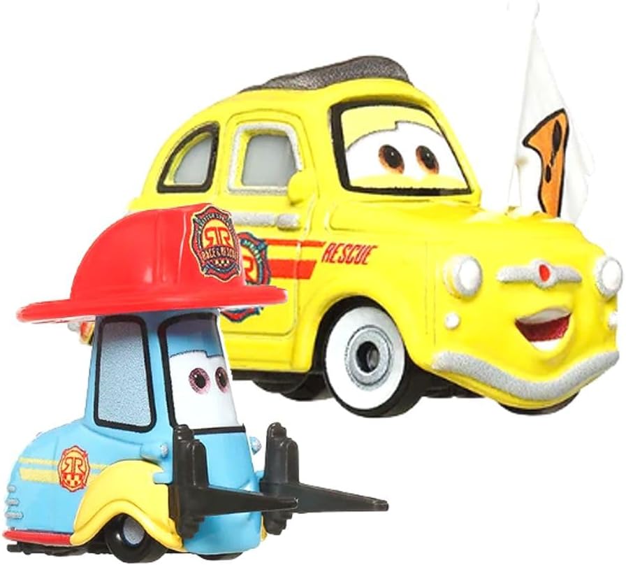 Cars de Disney y Pixar Diecast Luigi and Guido Rescue Toy Vehicle for Ages 3 and Up