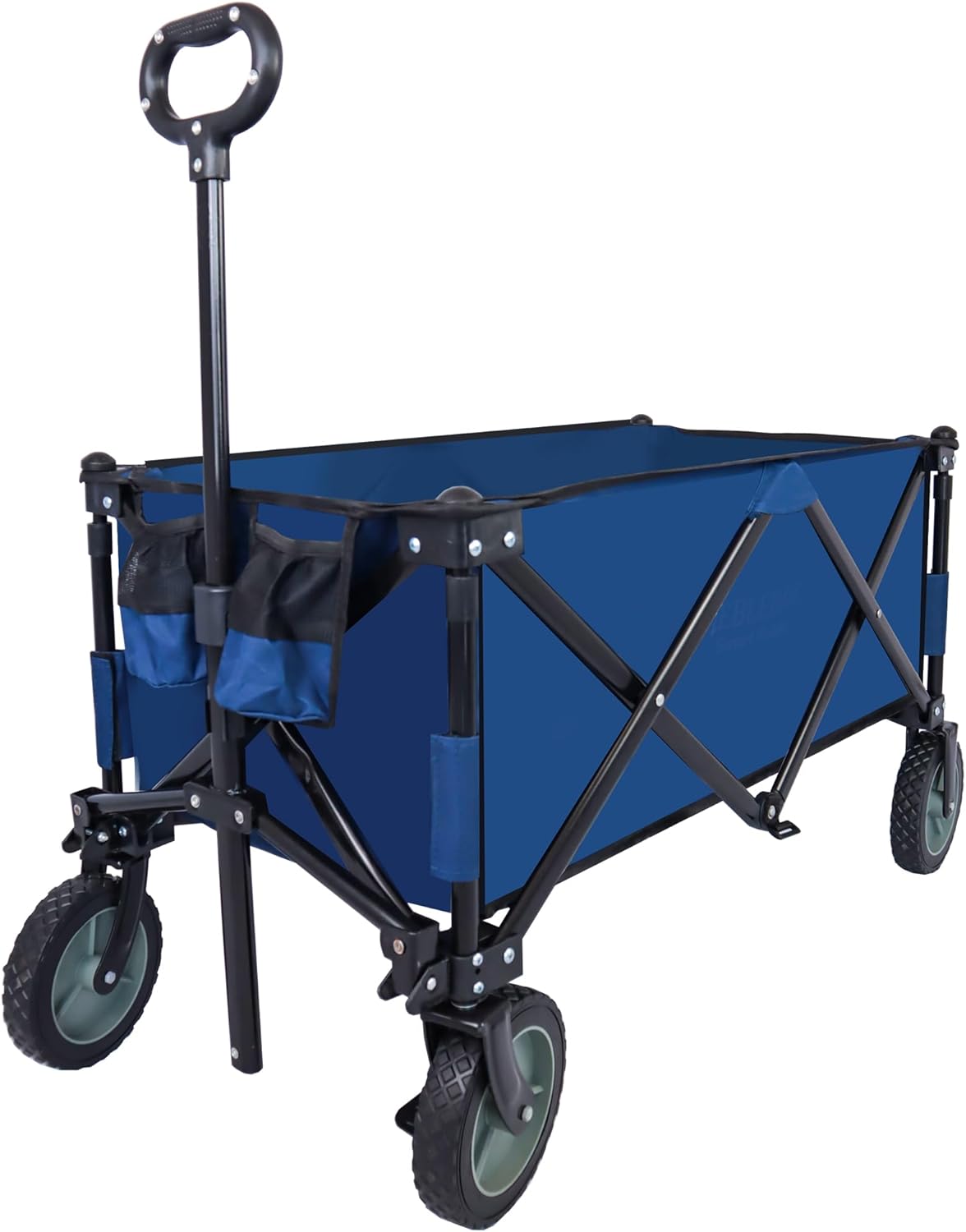 Heavy Duty Garden Cart with 7" 360°Rotation Tires Adjustable Handle 225LBS Weight Capacity Collapsible Foldable Wagon Cart F