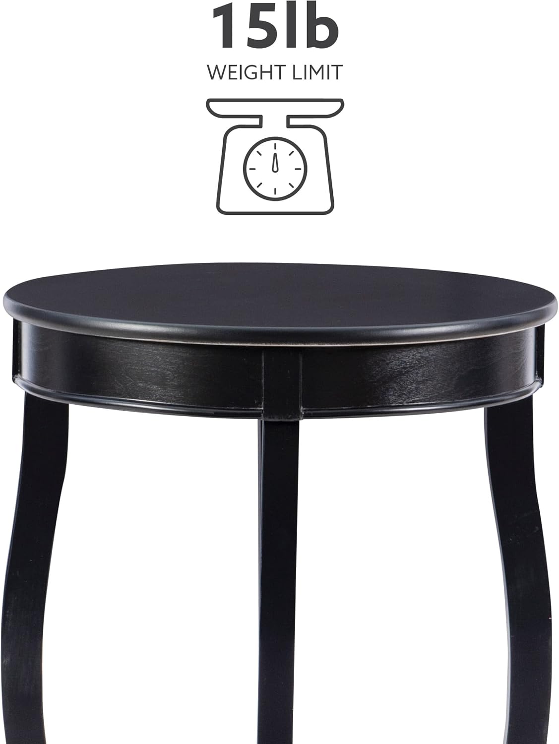 Powell Furniture Round Table with Shelf, Black